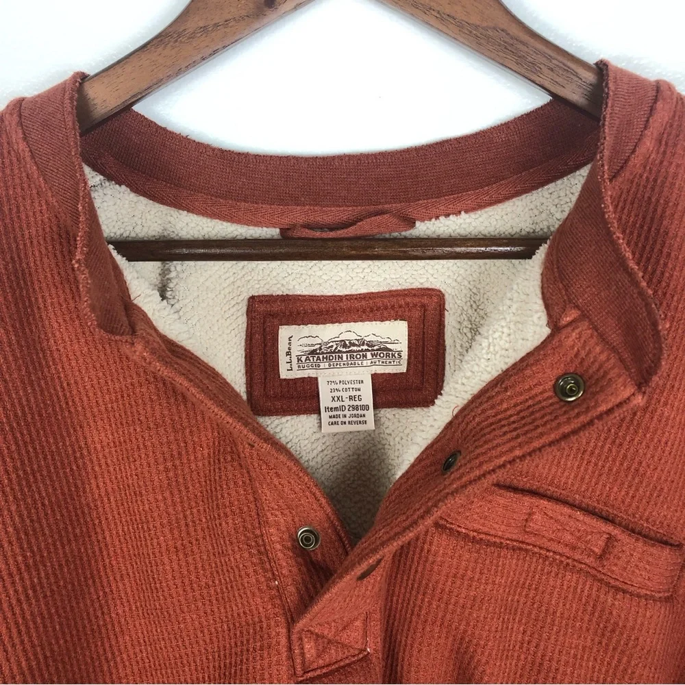 LL Bean Katahdin Iron Works Waffle Fleece Lined Shirt XXL - Picture 5 of 9